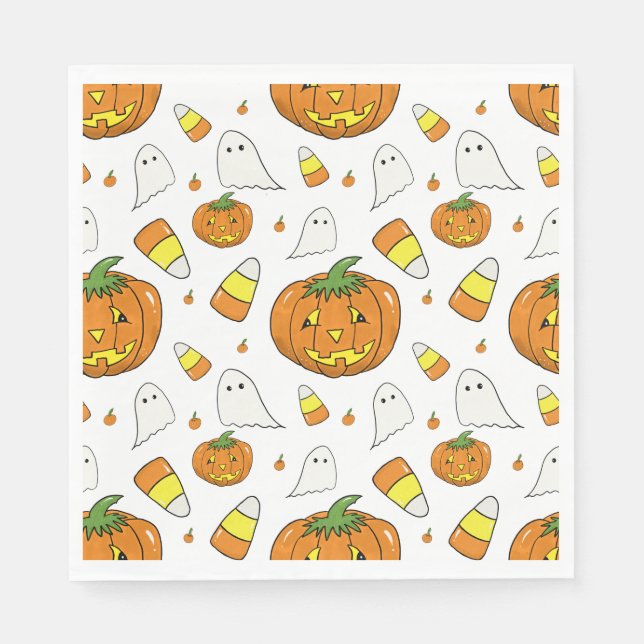 Smakliga söta Halloween-pumpapapperstallrikar Pappersservett (Framsidan)
