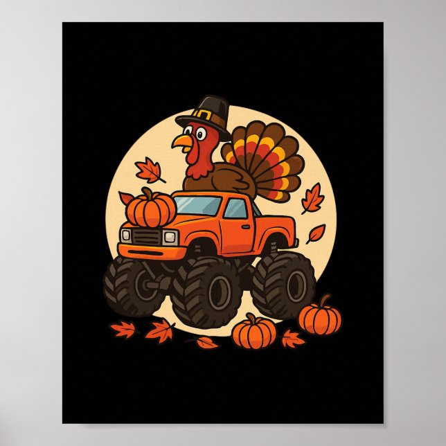 Smakligaste kalkon monstertruck höst kul för barn  poster (Framsidan)