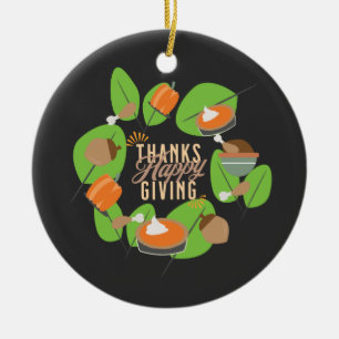 Smakligaste Thanksgiving kalkon pumpa höst grönska Julgransprydnad Keramik