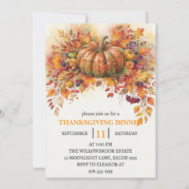 Smakligaste Thanksgiving Pumpa & Höstlöv Inbjudningar