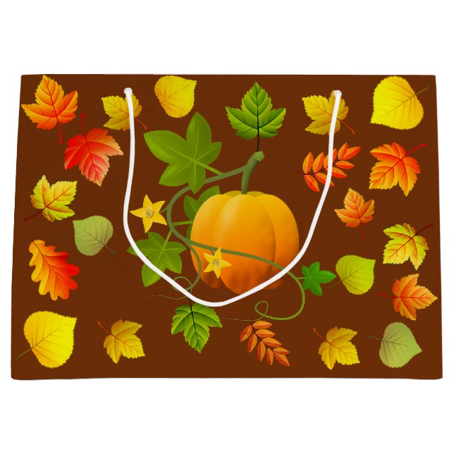 Smakligaste Thanksgiving-pumpa & höstlöv på brunt (Framsidan)