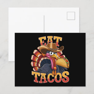 Smakligaste Thanksgiving Turkost Äter Tacos Rolig Vykort