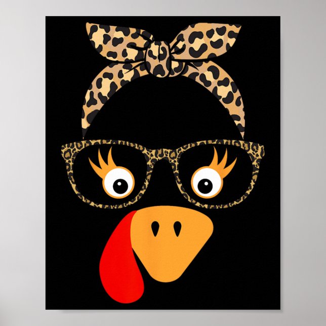 Smaklighetsfirande Kalkon Ansikte Leopard Glasögon Poster (Framsidan)
