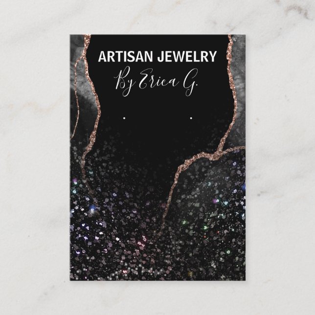 Smakligt agate Black and Ro Guld Öronkort Visitkort (Framsida)