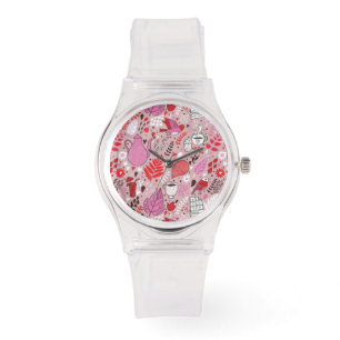 Smakligt mönster med fåglar och blommor armbandsur