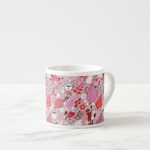 Smakligt mönster med fåglar och blommor espressomugg