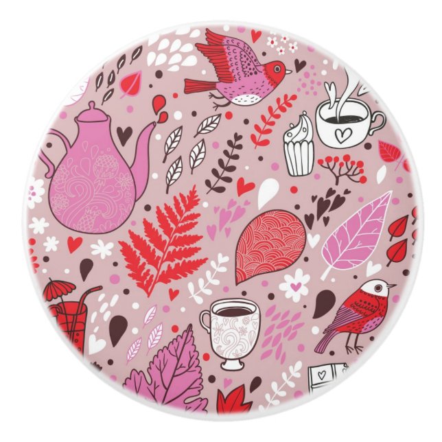 Smakligt mönster med fåglar och blommor knopp (Framsidan)