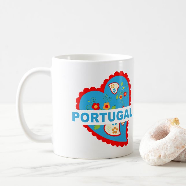 Smakligt portugisiskt hjärta kaffemugg (Med munk)