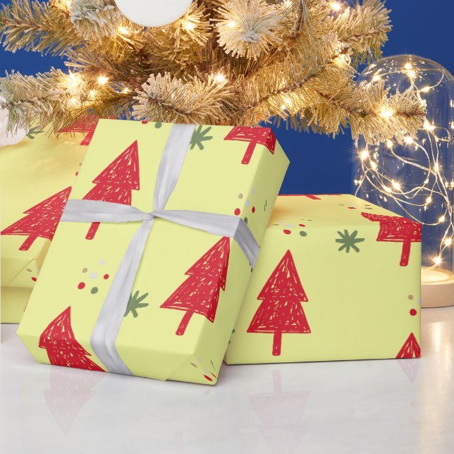 Smaklös Julafton träd, vintersnöflingor, sjölösa m Presentpapper (Helgdagar)