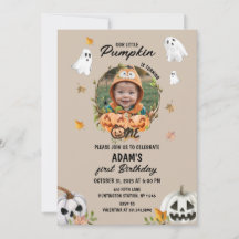 Smakoky Little Pumpkin Birthday Photo-inbjudan