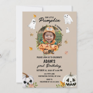 Smakoky Little Pumpkin Birthday Photo-inbjudan Inbjudningar