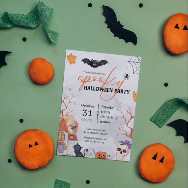 Smakoky Watercolor Halloween-inbjudan Inbjudningar (Skapare uppladdad)