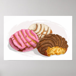 Smaksatt Conchas Pan Dulce Rosa, Choco & Vanilla Poster