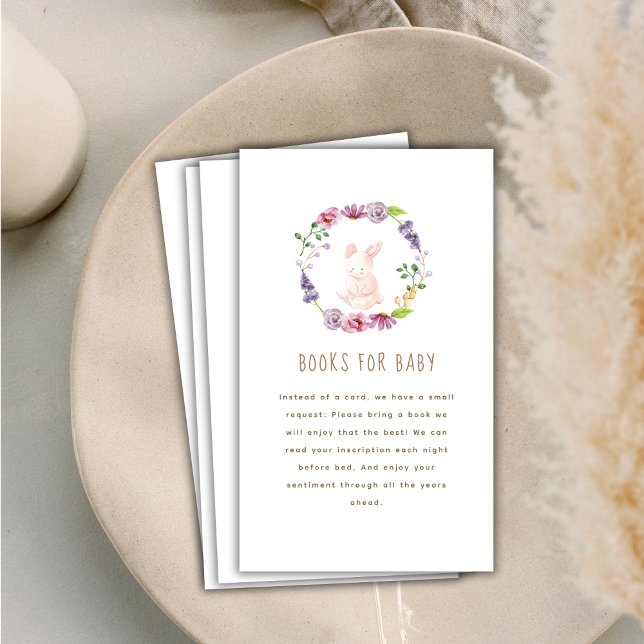 Smal Blommigt Bokar för babyskor Tilläggskort (Tiny Bunny Floral Books For Baby Shower Enclosure Card)