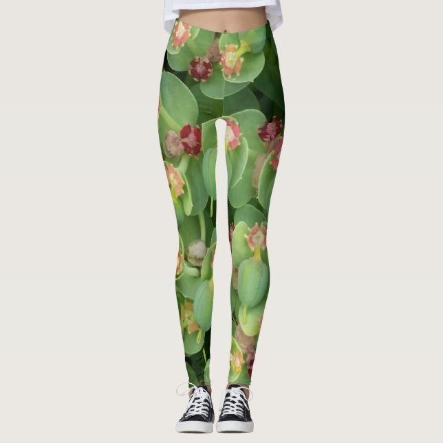 Smal Grönt Flora Leggings (Framsida)