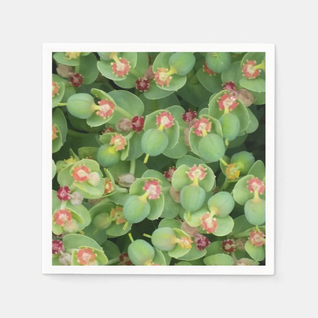 Smal Grönt Flora Pappersservett (Framsidan)
