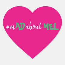 Smal Heart Hashtag Bachelorette Stickers Rosa