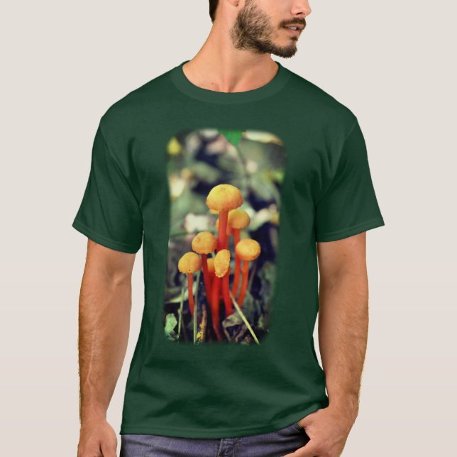 Smal Orange Svampar Natur T Shirt (Framsida)