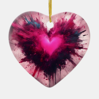 Smal Rosa Heart Julgransprydnad Keramik