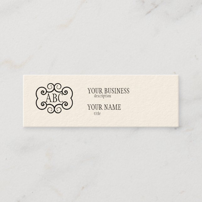 Smala Affärskort Std Papper Cream Monogram Mini Visitkort (Framsida)