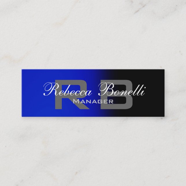 Smala Black Blue Grått Monogram Affärskort Mini Visitkort (Framsida)