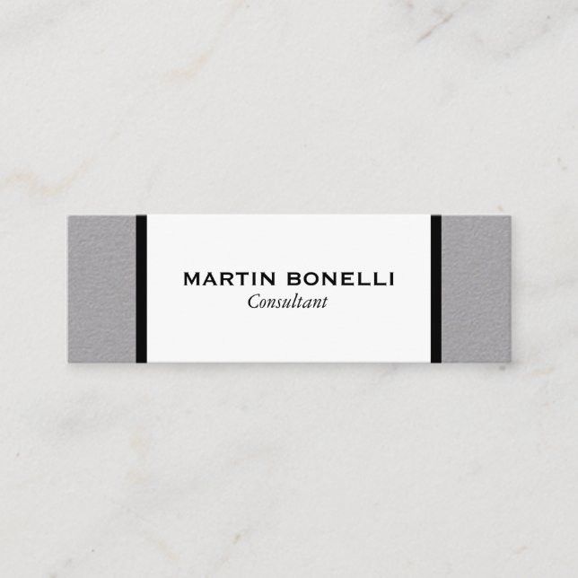 Smala Black White Grått - minimalistisk modern Mini Visitkort (Framsida)