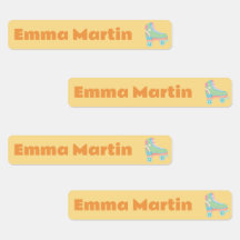 Smala etikett för pennor - Gult för rulldisco