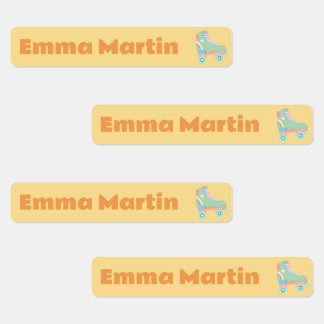 Smala etikett för pennor - Gult för rulldisco