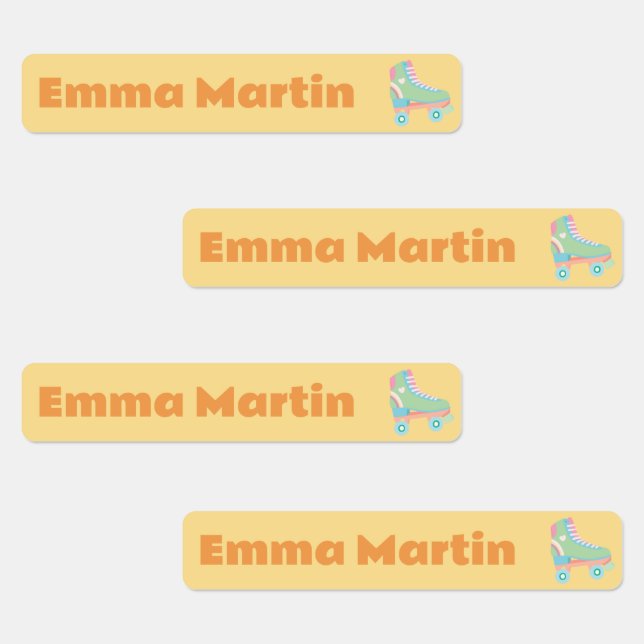 Smala etikett för pennor - Gult för rulldisco (Grupp)