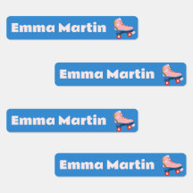 Smala etikett för pennor - Rullerblått