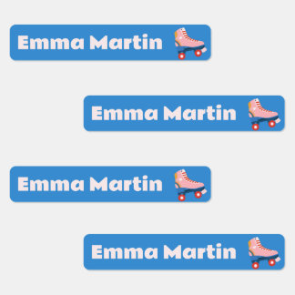 Smala etikett för pennor - Rullerblått