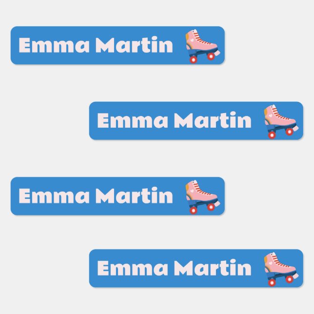 Smala etikett för pennor - Rullerblått (Grupp)