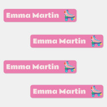 Smala etiketter för pennor - Rosa för rulldisco Br