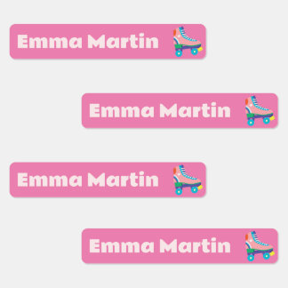 Smala etiketter för pennor - Rosa för rulldisco Br