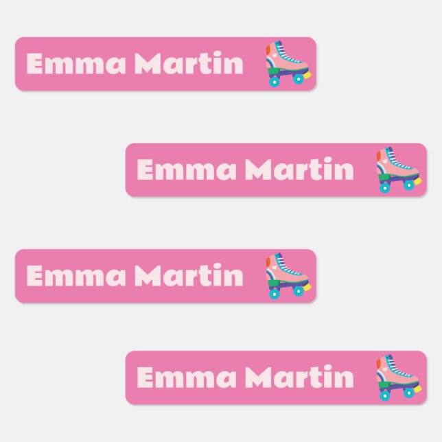 Smala etiketter för pennor - Rosa för rulldisco Br (Grupp)