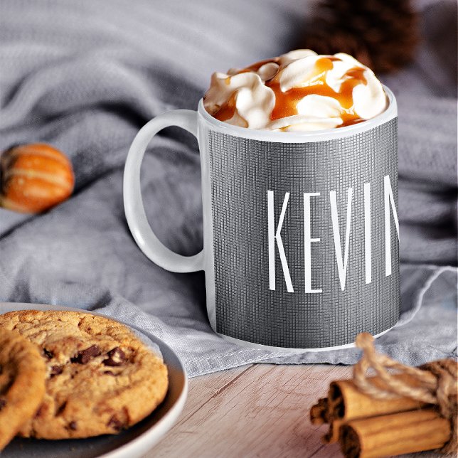 Smala Font Namn, Texturerad Metall 11oz eller 15oz Kaffemugg (Skapare uppladdad)