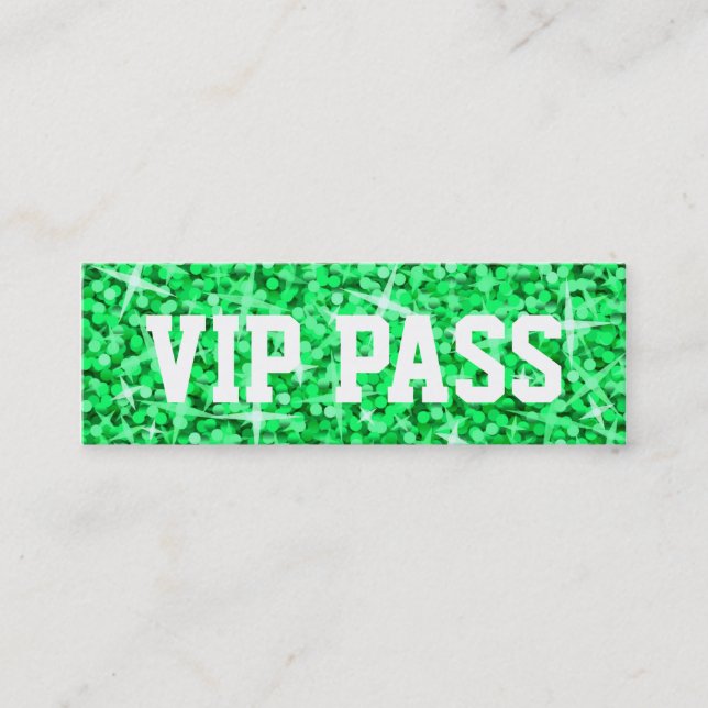 Smala för affärskortet VIP PASS i Glitz-Grönten Mini Visitkort (Framsida)