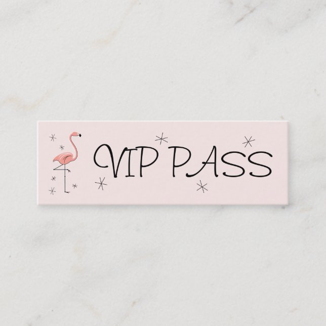 Smala för Flamingo Rosa affärskort VIP PASS Mini Visitkort (Framsida)