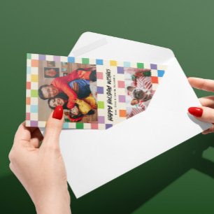 Smala för foto med Bright Colorful Checkerboard 2 Julkort