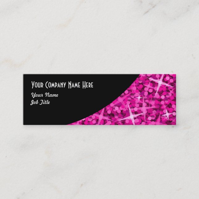 Smala för Glitz Rosa Black Curve-affärskort Mini Visitkort (Framsida)