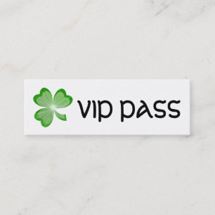 Smala för Shamrock White 'VIP PASS'-affärskort Mini Visitkort