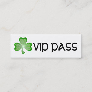 Smala för Shamrock White 'VIP PASS'-affärskort Mini Visitkort