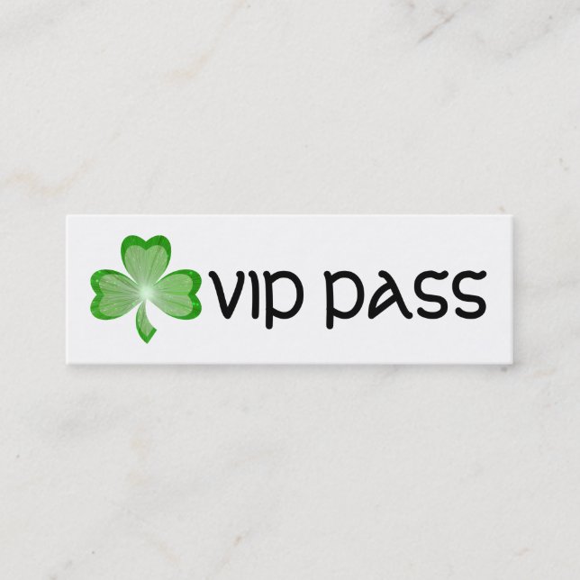 Smala för Shamrock White 'VIP PASS'-affärskort Mini Visitkort (Framsida)