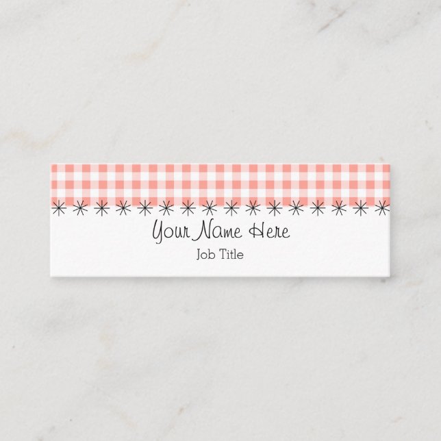 Smala för visitkort för korallGinghamrand (Framsida)