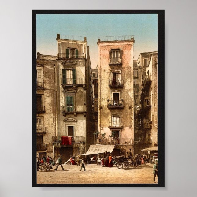 Smala gator, Neapel, Italien klassisk Photochrom Poster (Framsidan)