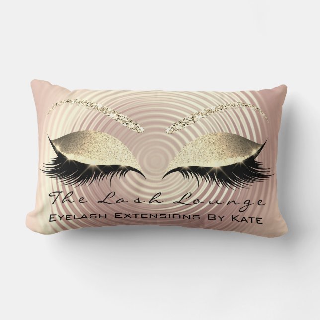 Smala Guld Glitter Rosa Makeup Öga Lash Studio Lumbarkudde (Framsida)