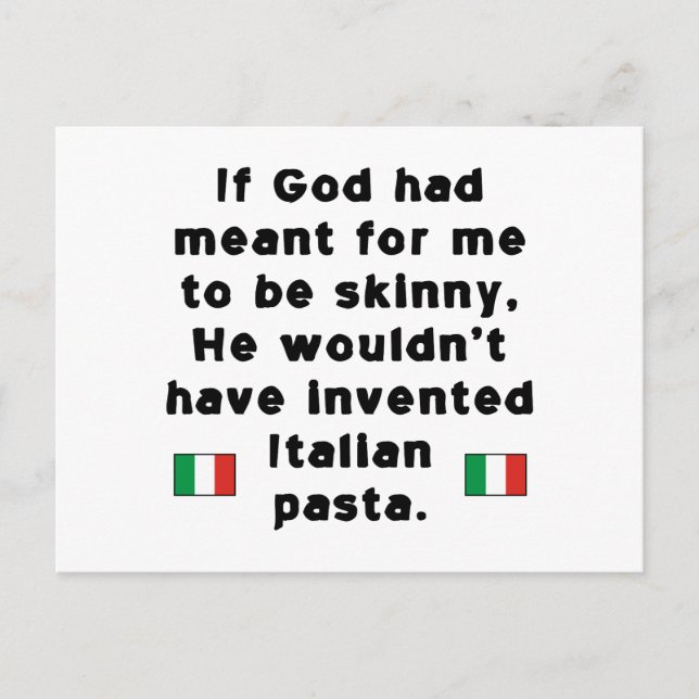 Smala Italienska Pasta Vykort (Framsida)