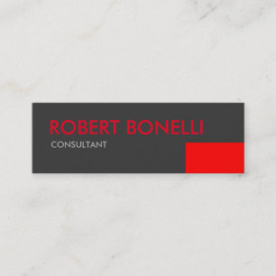 Smala Modern Red Fold Text Grått Affärskort Mini Visitkort