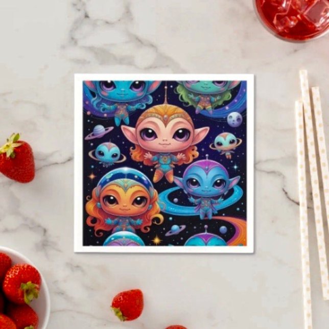 Smala multicolore-Utomjordingar i rymden Pappersservett (Skapare uppladdad)