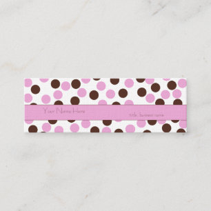 Smala Rosa och Brown Polka Dot-Affärskort Mini Visitkort